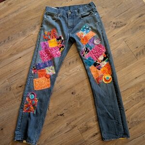 Levi's 511 Customize Jeans Embroidered Patchwork Belonged To Known Rock Bassist